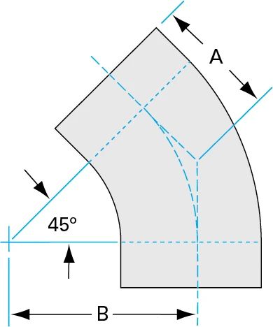 45-Degree-Radius-Elbow-with-Tangent-Dia
