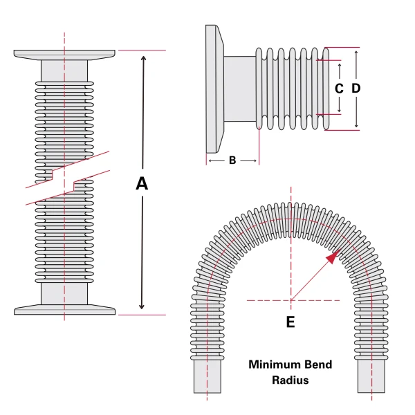 NW Flex Hose SS Medium Wall _ Dia A B C pvve